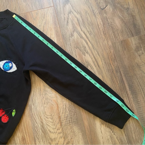 H&M Divided Black Sequin Patch Sweatshirt Size Small - Picture 10 of 12